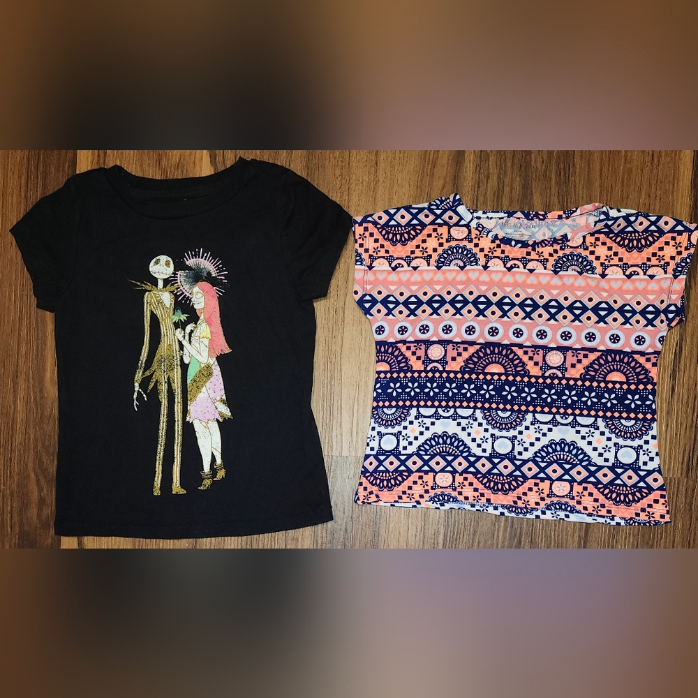 Lot of 2 Little Girls Sz 6/7 & 5/6 Tops, 1 NWOT & 1 Very Gently Loved